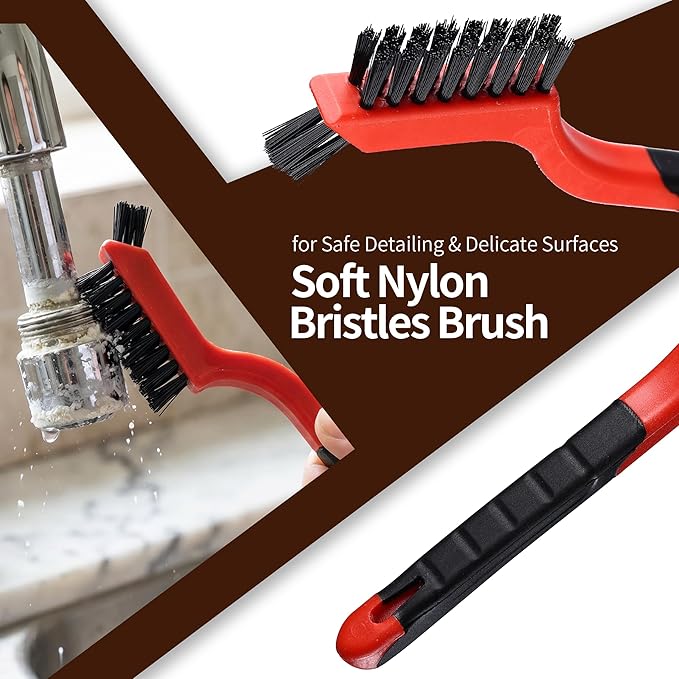 8Pcs Wire Brush Set for Cleaning Rust - Heavy Duty Scratch Brushes with Stainless Steel, Brass, Nylon Bristles and 2 Metal Scrapers, Professional Cleaning Tools for Metal, Slag, Paint and Grill