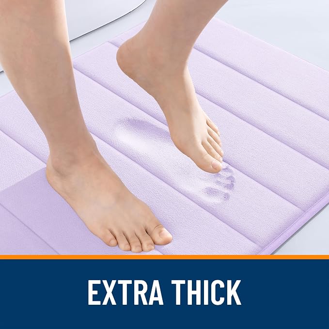 OLANLY Memory Foam Long Bathroom Rugs Runner 47x17, Super Soft Absorbent | Lavender, Quick Dry Bath Mat, Machine Washable Shower Floor Rugs, Bathmat Carpet for Bathroom Floor, Tub and Shower