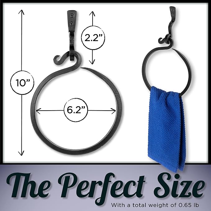 Wrought Iron Towel Ring - A Touch Of Artisanal Charm To Your Kitchen Or Bathroom With Our Handmade Towel Rack. Crafted By Blacksmiths, This Rustic Towel Rack Will Add A Timeless Elegance To Your Space