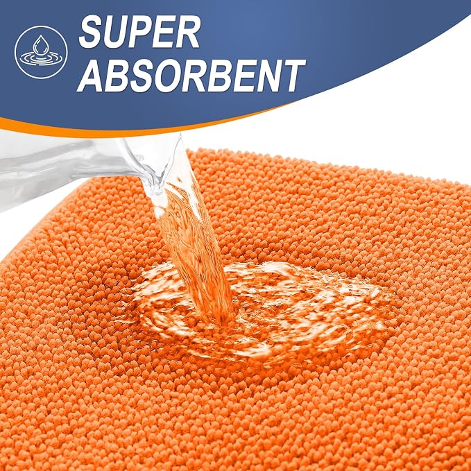 OLANLY Memory Foam Bathroom Runner Rugs 44x24, Absorbent Long Mat, Orange | Soft Quick Dry Bath Rugs, Non-Slip Carpet, Machine Washable Mat for Bathroom Floor, Tub and Shower, Home Decor Accessories
