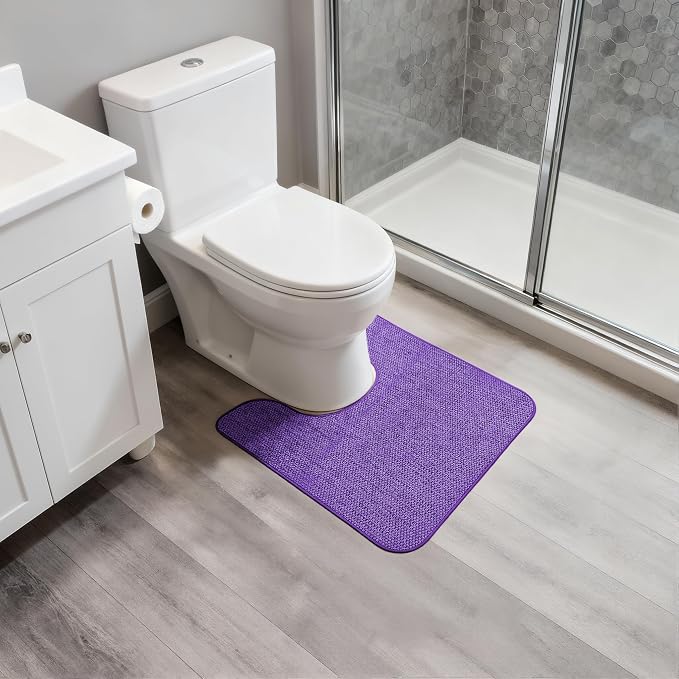 Bosap Toilet Rugs U Shaped Bathroom Rug,Machine Washable Non Slip Quick Dry Super Absorbent Ultra Thin Toilet Mats for Bathroom Toilet.Purple,1'8"x2'(20x24inch)