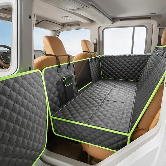 Pecute Back Seat Extender for Dogs 56.29 * 28.74 in, Car Window Fixing for Maximum Car Protection, Leather Fabric Dog Car Seat Cover for Back Seat, Waterproof, Scratch-Resistant, Support to 330 lbs