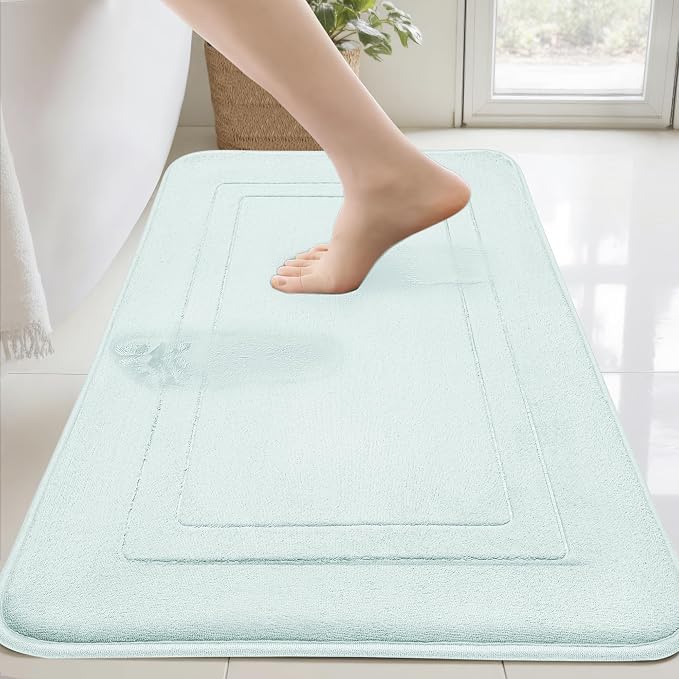 Cupic Cupid Memory Foam Bath Mat 24"×36", Non Slip Bathroom Rugs, Baby Blue | Soft Touch, Cushioned Comfort, Non Slip Bathroom Mat, Super Absorbent & Quick Dry, Machine Washable for Shower, Tub & Vanity