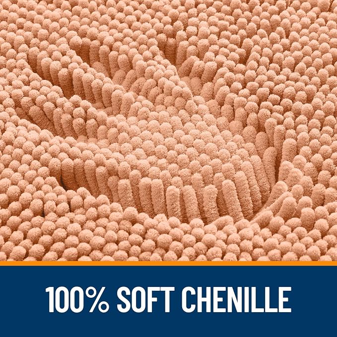 OLANLY Bathroom Runner Rugs 44x24, Extra Soft Absorbent Chenille Bath Rugs | Peach, Quick-Drying Rubber Backing, Machine Washable Long Bath Mat for Bathroom Floor, Tub and Shower, Home Decor Accessories