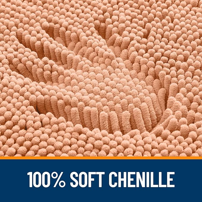 OLANLY Large Bathroom Rugs 70x46, Extra Soft Absorbent Chenille Bath Rugs | Peach, Quick-Drying Rubber Backing, Machine Washable Bath Mat for Bathroom Floor, Tub and Shower, Home Decor Accessories