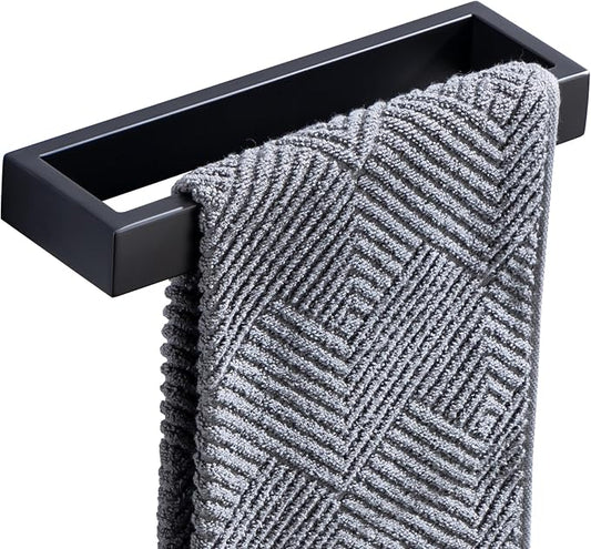 Towel Bar, 9 Inch Hand Towel Holder Wall Mount, Towel Racks for Bathroom Accessories, Stainless Steel Towel Ring Hardware (Matte Black, 1 Pack)
