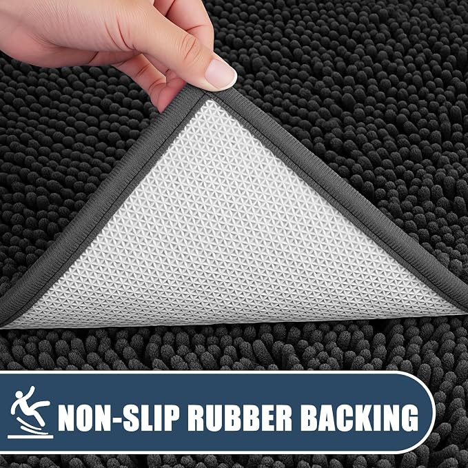 Bathroom Rugs Sets 3 Piece with Toilet Seat Cover 19.5"x 18.5" | Machine Washable Bath Rug Set with Tpr Non Slip Rubber Backing Solid Bath Mat Set for Luxury Bathroom Decoration