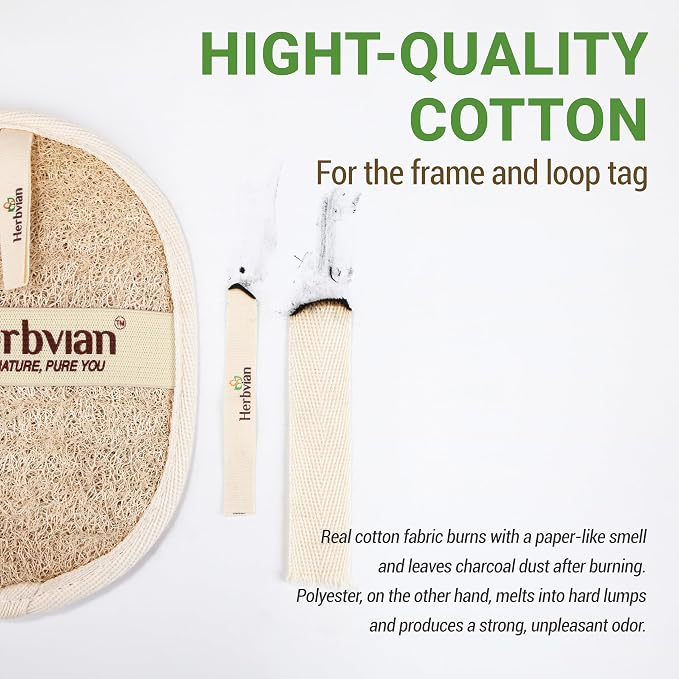 Natural Loofah Exfoliating Body Scrubber Pads for Bath and Shower | Made from 100% plant-based Vietnamese loofah to exfoliate and cleanse skin during baths and showers.