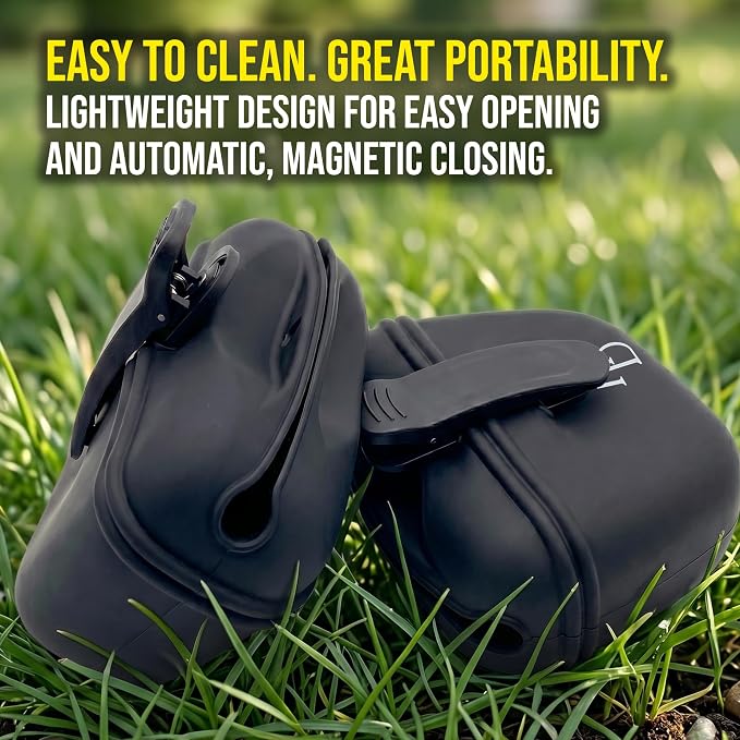 Hampton Distribution Silicone Dog Treat Pouch, Black, BPA Free Pet Treat Pouch for Pet Training with Magnetic Closure, Waist Clip & Portable Design