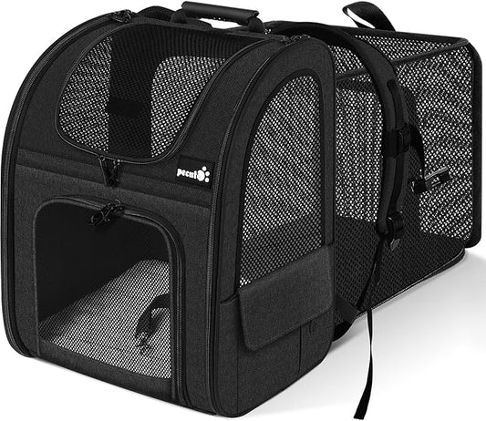 pecute Cat Backpack Breathable, Cat Carrier Backpack Expandable | Durable Oxford Cloth, Lockable Zipper,Use for Pet Under 11 lbs to Travel