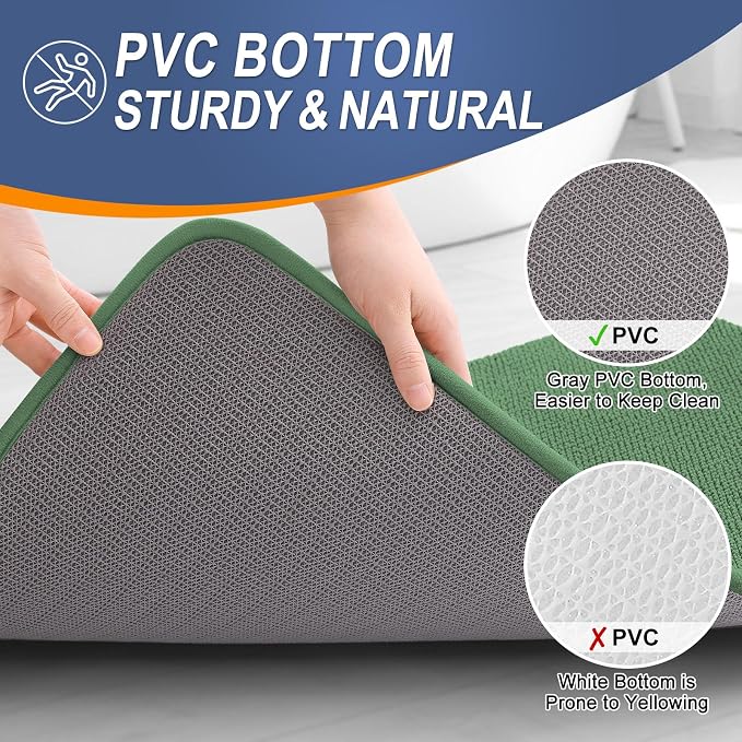 OLANLY Memory Foam Bathroom Runner Rugs 70x24, Long Bath Mats, Olive Green | Soft Quick Dry Bath Rugs, Non-Slip, Absorbent Machine Washable Mat for Bathroom Floor, Tub and Shower, Home Decor Accessories