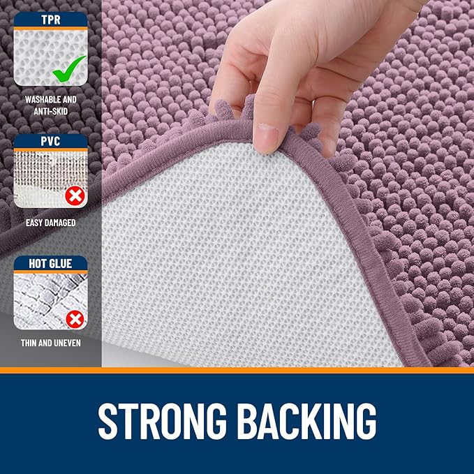 OLANLY Bathroom Rugs 35x24, Extra Soft Absorbent Chenille Bath Rugs | Deep Plum, Quick-Drying Rubber Backing, Machine Washable Bath Mat for Bathroom Floor, Tub and Shower, Home Decor Accessories