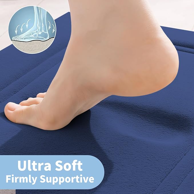 Cupic Cupid Memory Foam Bath Mat 20"×32", Non Slip Bathroom Rugs, Navy Blue | Soft Touch, Cushioned Comfort, Non Slip Bathroom Mat, Super Absorbent & Quick Dry, Machine Washable for Shower, Tub & Vanity