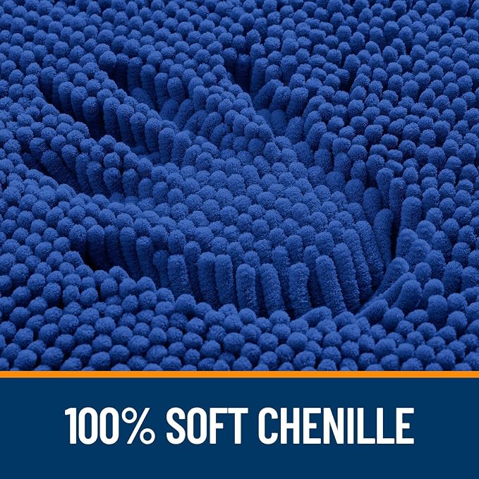 OLANLY Chenille Bathroom Rugs Mats Set 2 Piece, 59"x20"+30"x20", Royal Blue | Ultra Soft Absorbent Bath Rugs Set, Rubber Backing Non-Slip, Quick Dry, Machine Washable Bath Carpet, Home Decor Accessories
