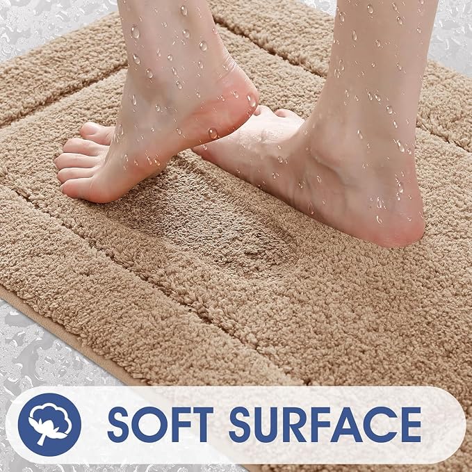 IM HOME Toilet Rugs, Ultra Soft Thick Plush Fluffy Microfiber Absorbent Contour Bathroom Rugs for Toilet, Non-Slip Backing, Machine Washable Bath Mats for Bathroom Floor, Tub and Shower, Brown