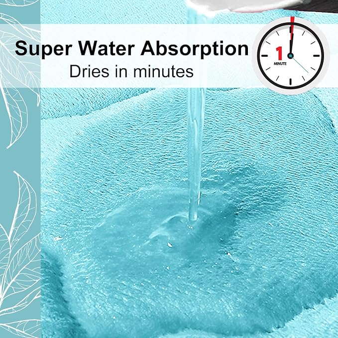 OLANLY Memory Foam Bath Mat Rug 36x24, Ultra Soft Bathroom Rugs, Sky Blue | Thick Absorbent Carpet, Non-Slip Backing, Machine Washable, for Bathroom Floor, Tub, Shower and Home Decor Accessories