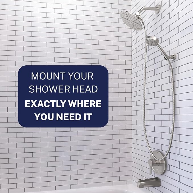 HammerHead Showers® Solid Metal Handheld Shower Head Holder Wall Mount – Chrome – Adjustable Screw Mounted Shower Wand Holder with Pivot Ball – Shower Hose Holder, Fits Most Handheld Shower Heads