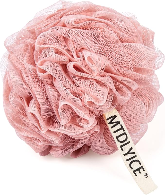 MTDLYICE Loofah Sponge, XXL Large Loofah 100g 4 Pack, Bath Sponge Soft Mesh Shower for Men, Body Scrub, Shower Pouf Bath Accessories, for Body Wash, Soap (Red Soil)