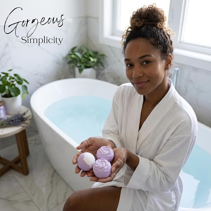 EvolutionUSA Lavender Dreams Bath Bombs for Women, 12 Organic Flower Bath Bombs, Soft Lavender Bath Bombs, Womens Bath Bombs Gift, Lush Bath Bombs for Girls, Relaxing Bathbombs, Bath Balls