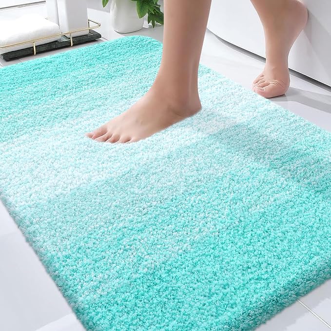 OLANLY Bathroom Rugs Mat 30x20, Extra Soft Absorbent Microfiber Bath Rugs | Teal, Non-Slip Quick-Drying Rubber Backing, Machine Washable Plush Bath Mat for Floor, Tub and Shower, Home Decor Accessories
