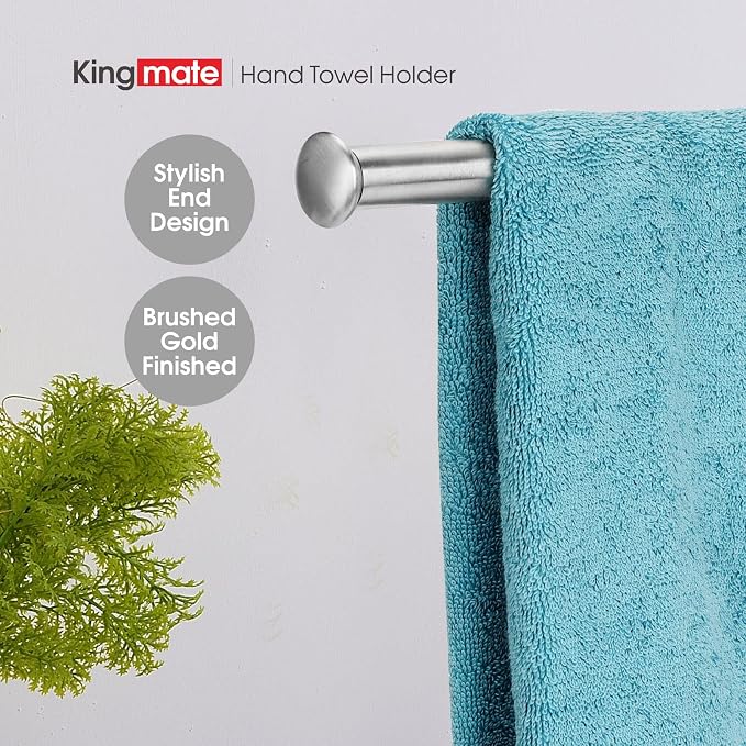 Hand Towel Holder Stand, Natural Marble Base T-Shape Fingertip Towel Rack, Rust-Proof (Brushed Nickel)