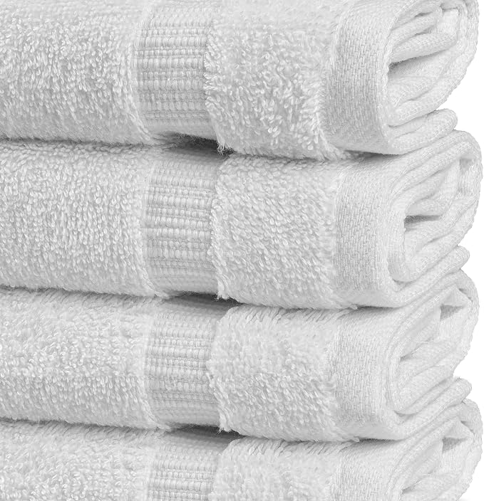 Chakir Turkish Linens | Hotel & Spa Quality 100% Cotton Premium Turkish Towels | Soft & Absorbent (12-Piece Washcloths, White) | 100% cotton washcloths, 12-pack 13x13, OEKO-TEX certified, soft absorbent face towels