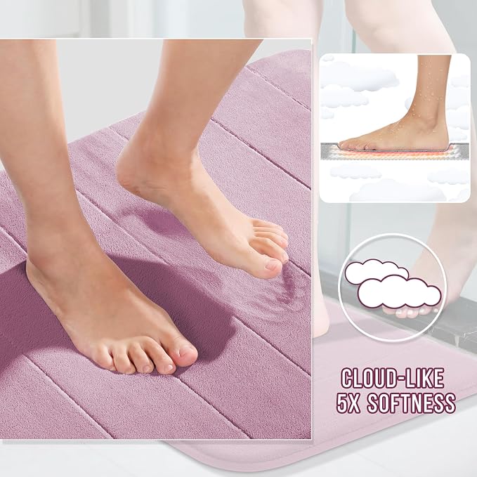 Yimobra Memory Foam Toilet Bath Mat U-Shaped, 24 X 20 Inches,Soft and Comfortable, Super Water Absorption, Non-Slip, Machine Wash and Easier to Dry for Bathroom Commode Contour Rug, Mauve