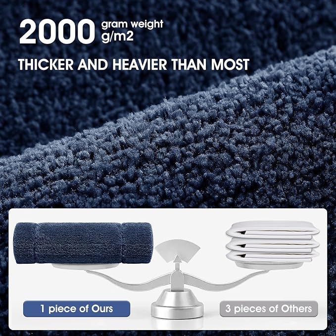 IM HOME Bathroom Rugs 24"x17", Ultra Soft Thick Plush Fluffy Microfiber Absorbent Bath Mat, Non-Slip Backing, Machine Washable Bath Mats for Bathroom Floor, Tub and Shower, Navy Blue