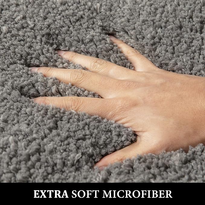 MIULEE Grey Bathroom Rugs Set 2 Piece Soft Runner Bath Mats 24x44 Inch | Soft Absorbent Microfiber Bath Rugs, Non Slip, Quick Dry, Fluffy Bath Rugs for Bathroom Floor Tub Showers, Machine Washable
