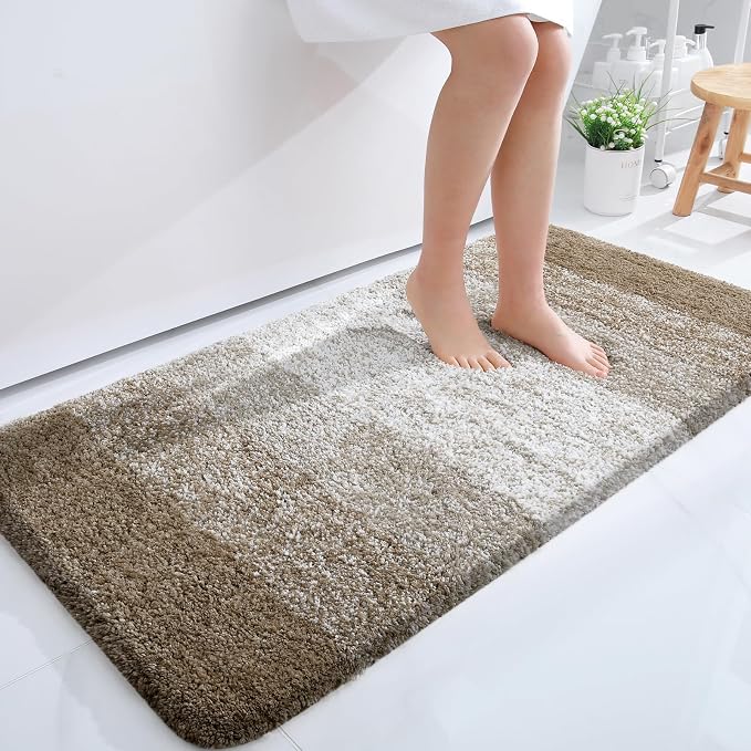 OLANLY Large Bathroom Rugs 50x30, Extra Soft Absorbent Microfiber Bath Rugs | Coffee, Non-Slip Quick-Drying Rubber Backing, Washable Plush Bath Mat for Floor, Tub and Shower, Home Decor Accessories