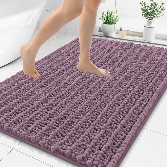 Smiry Bathroom Rugs 48X32, Extra Soft Rubber Backing Chenille Bath Mats | Deep Plum Machine Washable Non Slip Quick Dry Bath Mats for Bathroom Floor, Tub, Shower, Home Decor Accessories