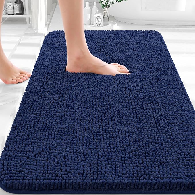OLANLY Bathroom Rugs 30x20, Extra Soft Absorbent Chenille Bath Rugs | Twilight Sapphire, Quick-Drying Rubber Backing, Washable Bath Mat for Bathroom Floor, Tub and Shower, Home Decor Accessories