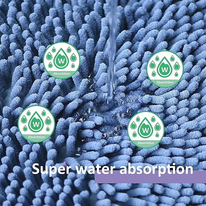 RUN HELIX Blue Bathroom Rugs Sets 4 Piece with Toilet Lid Cover, Non Slip Bathroom Mats Extra Soft Chenille Bath Rugs Absorbent Shaggy Rugs Perfect Plush Mats U-Shaped Toilet Rug Bathoom Set