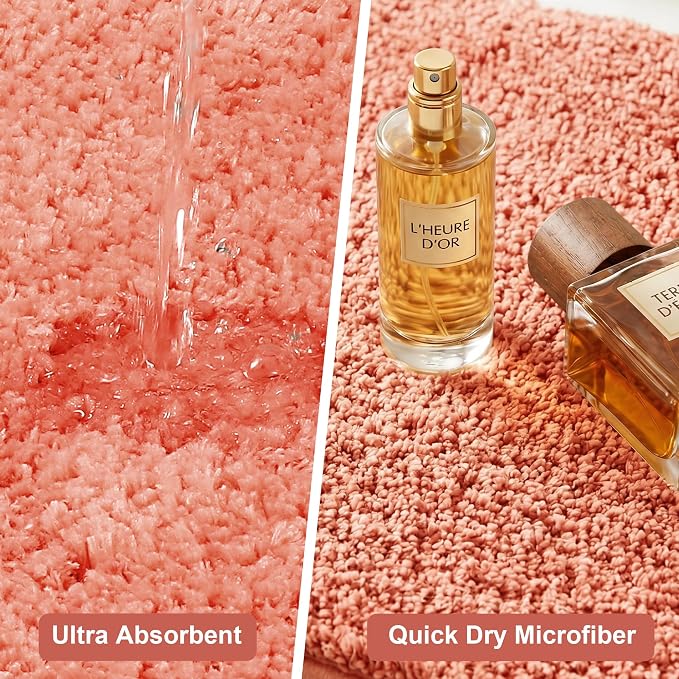 Bathroom Rugs Sets 2 Piece Non Slip Washable Bath Mat Set | Microfiber bath rug set with toilet mats for bathroom , Soft Absorbent toilet rug set TPR Rubber Backed bathroom floor mat
