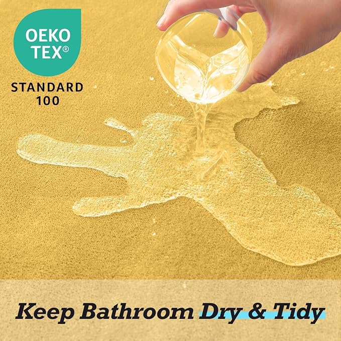 HUXMEYSON Bathroom Rugs Sets 2 Piece, Non-Slip & Quick Dry Bath Mat Set, Ultra Soft Velvet Bath Rugs for Bathroom, Toilet and Shower Floor, Yellow
