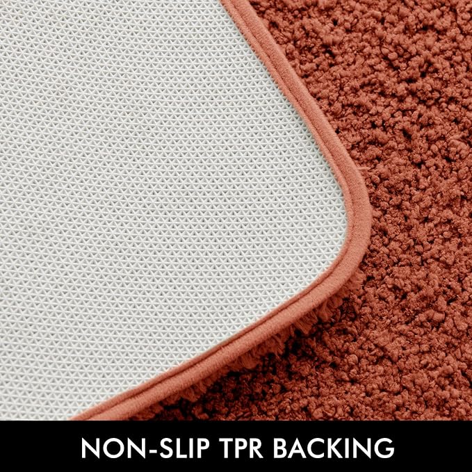 MIULEE Fall Rust Bathroom Rugs Set 2 Piece Small Soft Bath Mats 16x24 Inch | Soft Absorbent Microfiber Bath Rugs, Non Slip, Quick Dry, Fluffy Bath Rugs for Bathroom Floor Tub Showers, Machine Washable