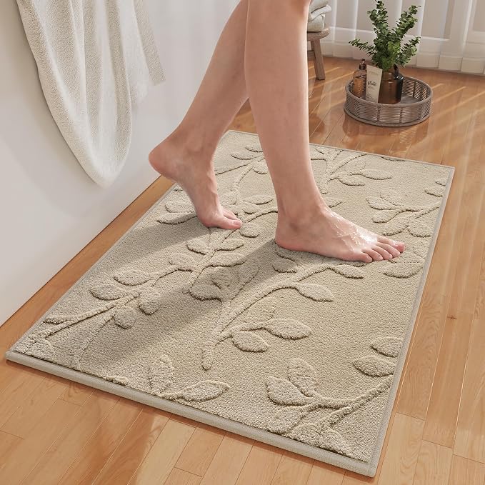 Bathroom Rugs Thin Non Slip Bath Mat for Bathroom Browm 24"x36" | Quick Dry Absorbent Washable Rubber Backing Bath Rug Shower Mat Bathroom Floor Mat For Sink Bathtub Beside Shower Entrance