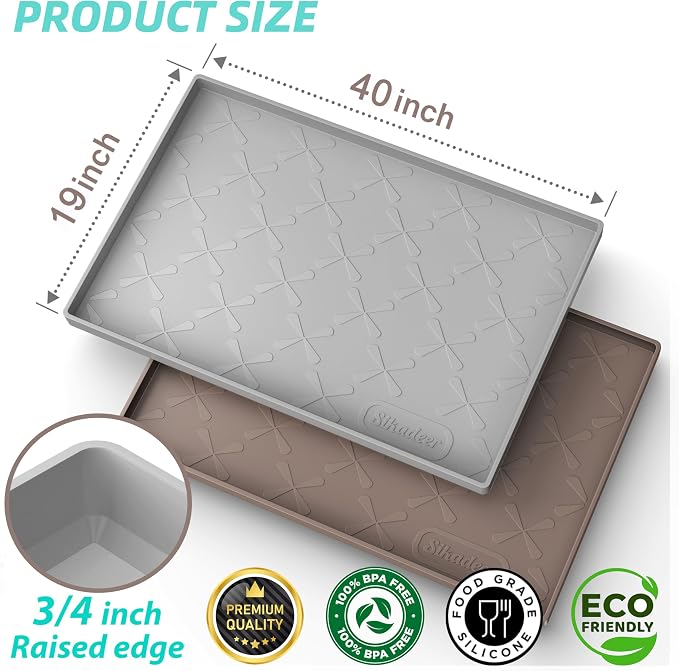 SIKADEER 40" x 19" Under Sink Mat Waterproof, Silicone Mat Kitchen Drawer Shelf and Cabinet Liner, Sink Protector for Kitchen Organizers and Storage, Boot Tray Pet Food Mats