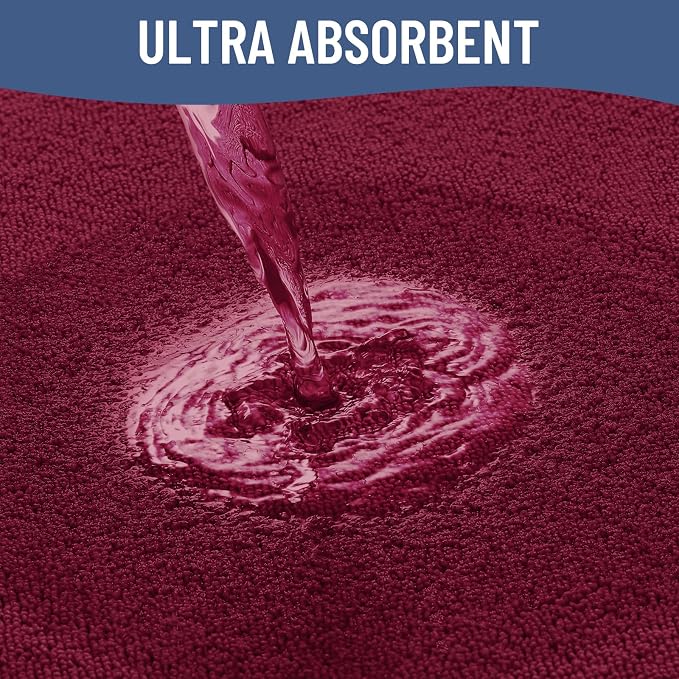 Smiry Memory Foam Bath Mat 30x20, Extra Soft Absorbent Bathroom Rugs | Burgundy Quick Dry, Machine Washable Bath Mats for Bathroom, Shower, Tub and Home Decor Accessories
