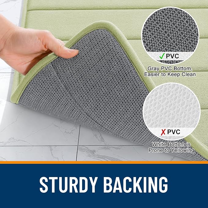 OLANLY Memory Foam Bath Mat 30x20, Super Soft and Absorbent Bathroom Rugs | Vanilla, Quick Dry Bath Rug, Machine Washable Shower Floor Mats, Bathmat Carpet for Bathroom Floor, Tub and Shower