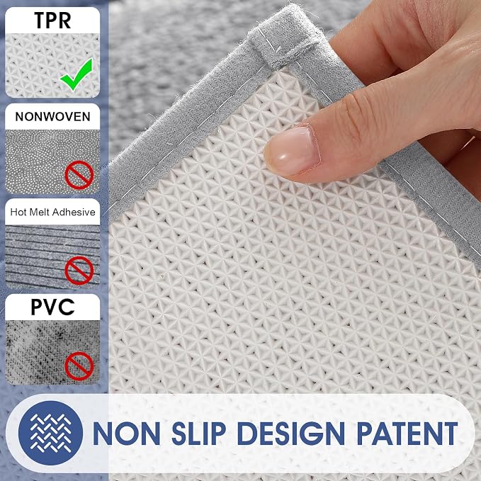 IM HOME Bathroom Rugs 24"x17", Ultra Soft Thick Plush Fluffy Microfiber Absorbent Bath Mat, Non-Slip Backing, Machine Washable Bath Mats for Bathroom Floor, Tub and Shower, Grey