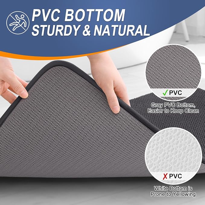 OLANLY Thick Memory Foam Bathroom Rugs 36x24, Absorbent Bath Mat, Dark Grey | Soft Quick Dry Bath Rugs, Non-Slip, Machine Washable Carpet for Bathroom Floor, Tub and Shower, Home Decor Accessories