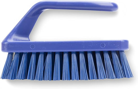 SPARTA Scrub Brush with Iron Shaped Handle and Stiff Bristles, Heavy Duty Scrubber Brush for Kitchen, Bathroom, Shower, Tile, Sink, Carpet and Bakepans, Polypropylene, 6 Inches, Blue
