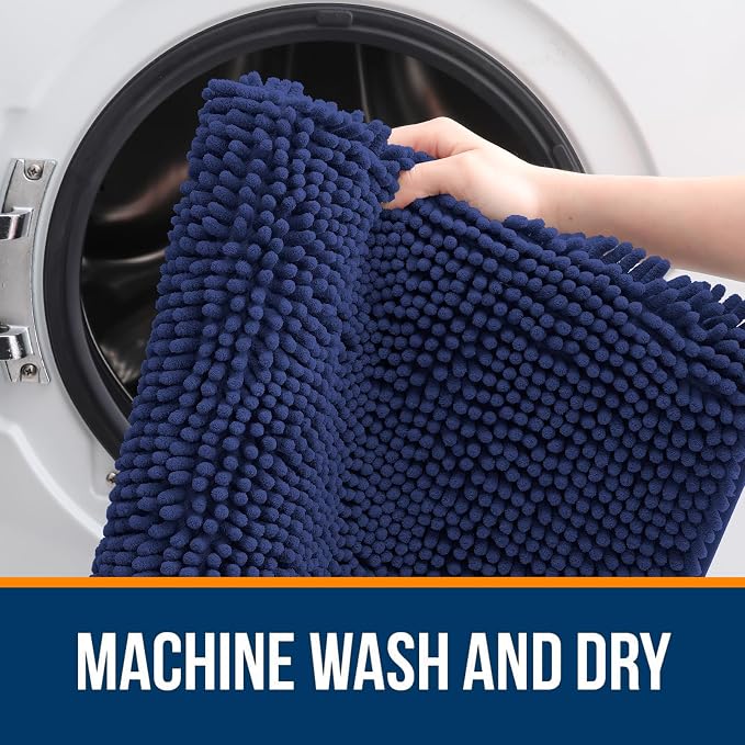 OLANLY Large Bathroom Rugs 59x35, Extra Soft Absorbent Chenille Bath Rugs | Twilight Sapphire, Quick-Drying Rubber Backing, Washable Bath Mat for Bathroom Floor, Tub and Shower, Home Decor Accessories