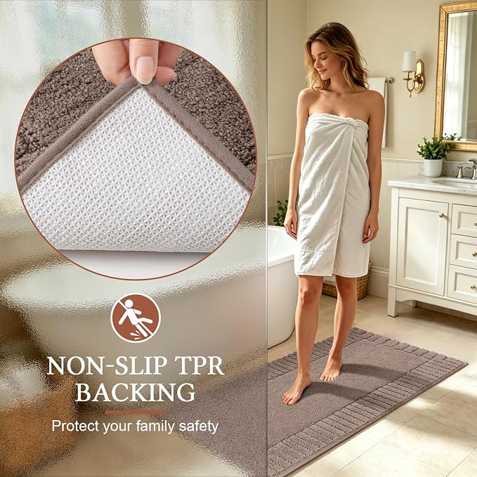 Pauwer Bathroom Rugs Sets 2 Piece, Non Slip Plush Bath Mats, Coffee | Machine Washable, Microfiber Shower Rugs, Absorbent Quick Dry, Floor Mat for Bath Floor Tub and Shower