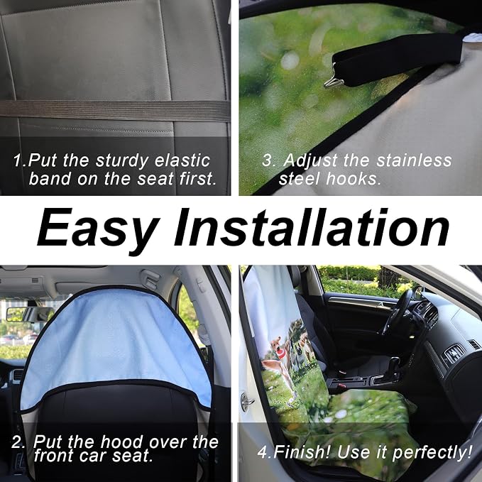 Car Seat Cover Protector Front Seats,for Gym Workout,Running,Swimming,Beach and Hiking,Waterproof Sweat Towel Bucket Seat Covers for Cars SUV Trucks (Dog Print, 2Pcs)