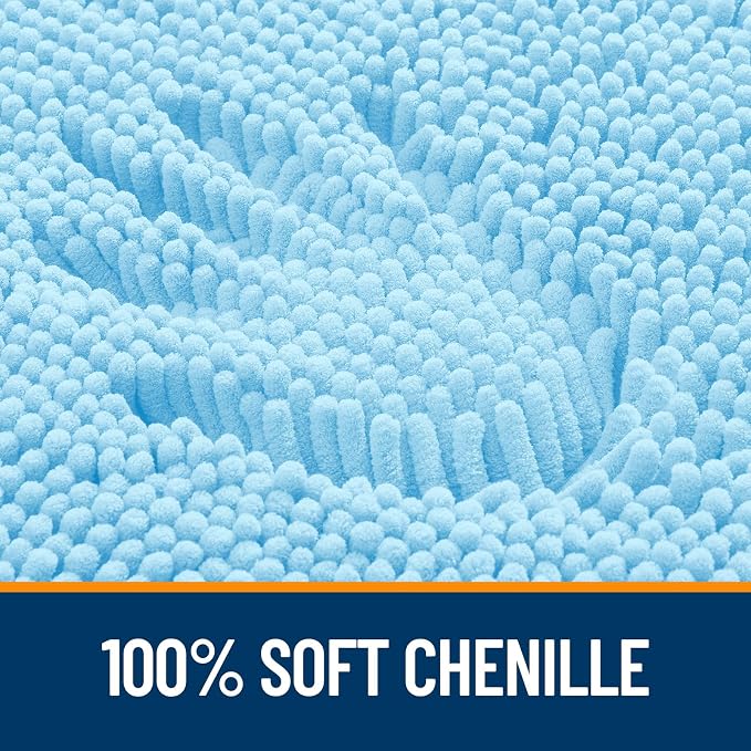 OLANLY Large Bathroom Rugs 44x32, Extra Soft Absorbent Chenille Bath Rugs | Sky Blue, Quick-Drying Rubber Backing, Machine Washable Bath Mat for Bathroom Floor, Tub and Shower, Home Decor Accessories