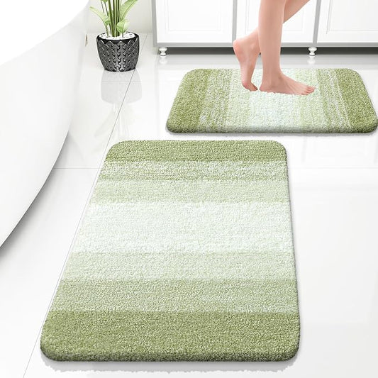 OLANLY Micorfiber Bathroom Rug Set 2 Piece, 30"x20"+24"x16" | Mustard Yellow, Soft Absorbent Bath Rug Set, Non-Slip, Machine Wash Dry, Plush Shaggy Bath Mats for Bathroom