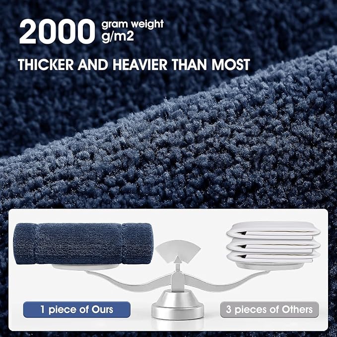 IM HOME Toilet Rugs, Ultra Soft Thick Plush Fluffy Microfiber Absorbent Contour Bathroom Rugs for Toilet, Non-Slip Backing, Machine Washable Bath Mats for Bathroom, Tub, Navy Blue/U-Shaped 24"x20"