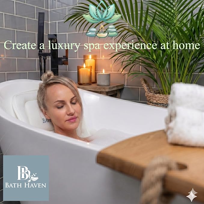 Bath Pillow for Tub, Full Body Bathtub Pillow and Mat for Head, Neck and Back Support, Relaxing Spa Cushion Head Rest and Mat for Tub Jacuzzi, Luxury Bathtub Accessories for Women and Men Quick Drying